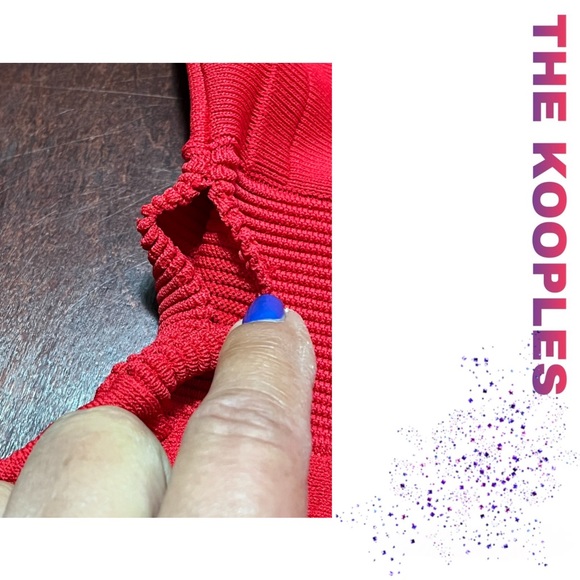 NWT THE KOOPLES Red Twist Cutout Short Sleeve Rib Knit Fit & Flare Dress! - Picture 5 of 10